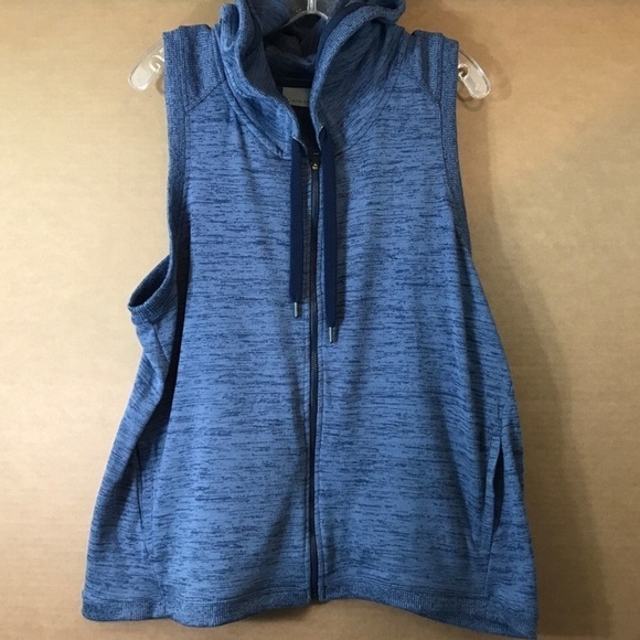 Athleta Heathered Blue Blissful Hooded Vest Size XXS - Picture 5 of 7
